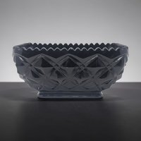 Vintage Depression Era Diamond Block Black Glass Bowl