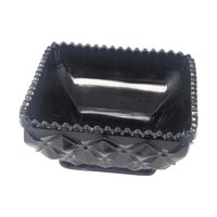 Vintage Depression Era Diamond Block Black Glass Bowl