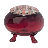 Vintage Viking Glass Ruby Red Flowerite Flower Frog