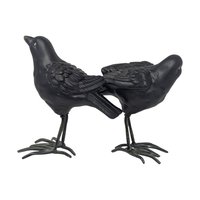 Vintage Ceramic and Metal Crow Figurine Pair