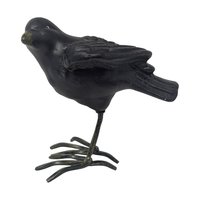Vintage Ceramic and Metal Crow Figurine Pair