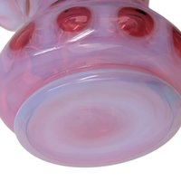 Fenton Cranberry Coin Dot Vase – Vintage Ruffled Art Glass Decorative Vessel