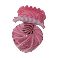 Fenton Pink Swirl Opalescent Vase – Vintage Ribbed Art Glass Floral Decor