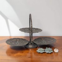Vintage 3-Tier Filigree Metal Server