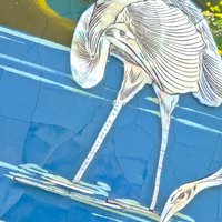 Vintage Asian Mother of Pearl Inlay Crane Panel