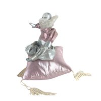 Vintage Harlequin Pink and Silver Doll on Pillow