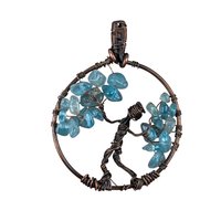 Handmade Copper Wire Figural Pendant with Blue Chips