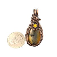 Handmade Dragon's Vein Agate Copper Wire Wrapped Pendant