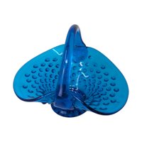 Vintage Fenton Blue Hobnail Glass Basket – Mid-Century Art Glass Handled Dish
