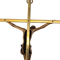 Vintage 10-Inch Gold Tone Metal Wall Crucifix INRI – Religious Devotional Wall Art