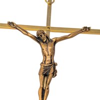 Vintage 10-Inch Gold Tone Metal Wall Crucifix INRI – Religious Devotional Wall Art