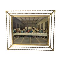 1970s Last Supper Print in Ornate Gold Tone Frame – Religious Art Traditional Framed Decor