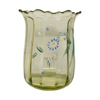 1900s Beaumont Hand Painted Green Uranium Glass Vase – Antique Art Glass Green Decor