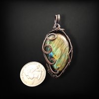 Handcrafted Copper Wire Wrapped Labradorite Pendant