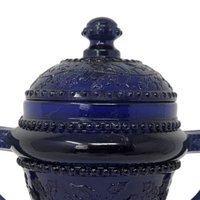 Vintage Cobalt Blue Glass Sugar Bowl