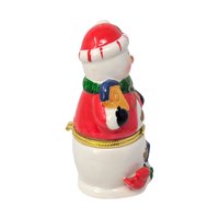 Vintage Ceramic Snowman Holiday Trinket Box