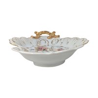 Vintage Arnart Floral Scalloped Bowl with Gold Edge