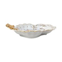 Vintage Arnart Floral Scalloped Bowl with Gold Edge