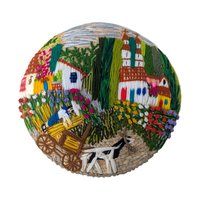 Vintage Guadalajara Embroidered Wicker Covered Bowl