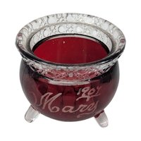 Antique 1907 Ruby Flash Glass Witch Kettle