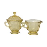 1930s Federal Glass Madrid Cream and Sugar Set