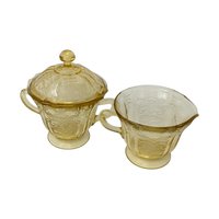 1930s Federal Glass Madrid Cream and Sugar Set