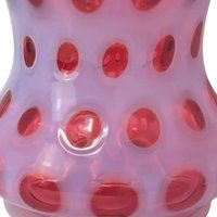Fenton Cranberry Coin Dot Vase – Vintage Ruffled Art Glass Decorative Vessel