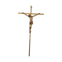 Vintage 10-Inch Gold Tone Metal Wall Crucifix INRI – Religious Devotional Wall Art
