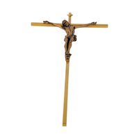 Vintage 10-Inch Gold Tone Metal Wall Crucifix INRI – Religious Devotional Wall Art