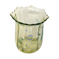 1900s Beaumont Hand Painted Green Uranium Glass Vase – Antique Art Glass Green Decor