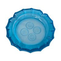 Vintage Fostoria Blue Coin Glass Ashtray – Mid-Century Glassware Home Office Decor