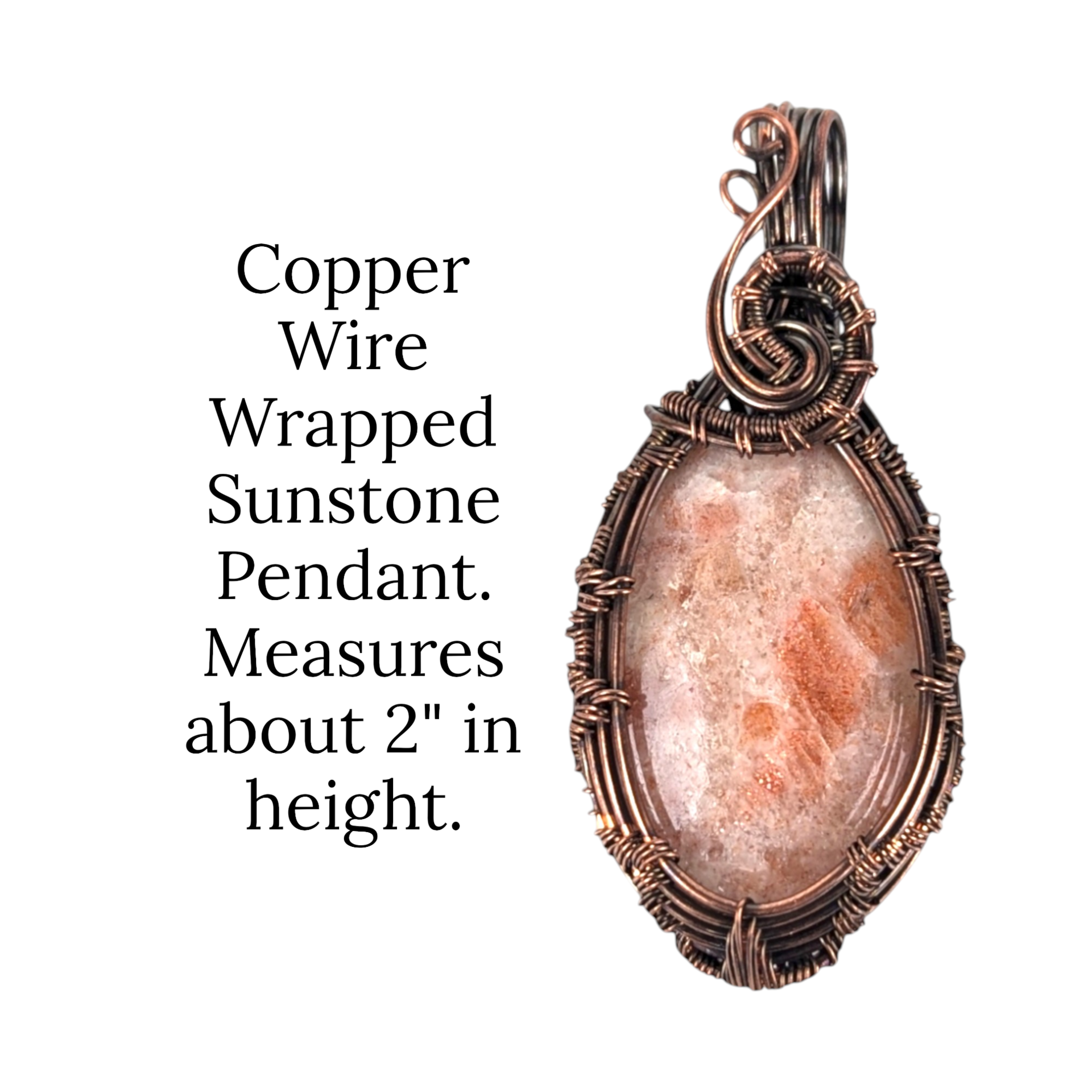 Handmade Copper Wire Wrapped Sunstone Pendant