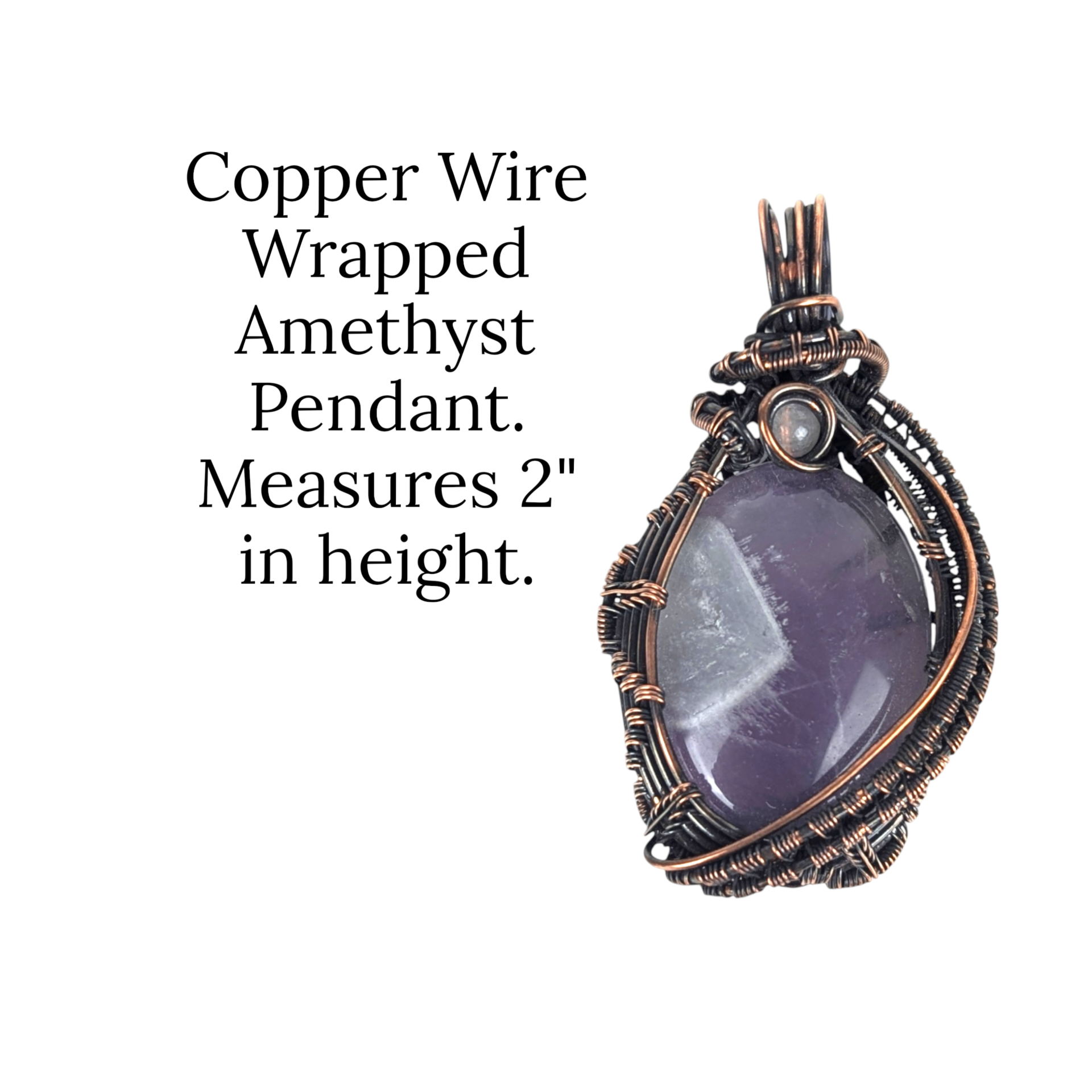 Handmade Copper Wire Wrapped Amethyst Pendant