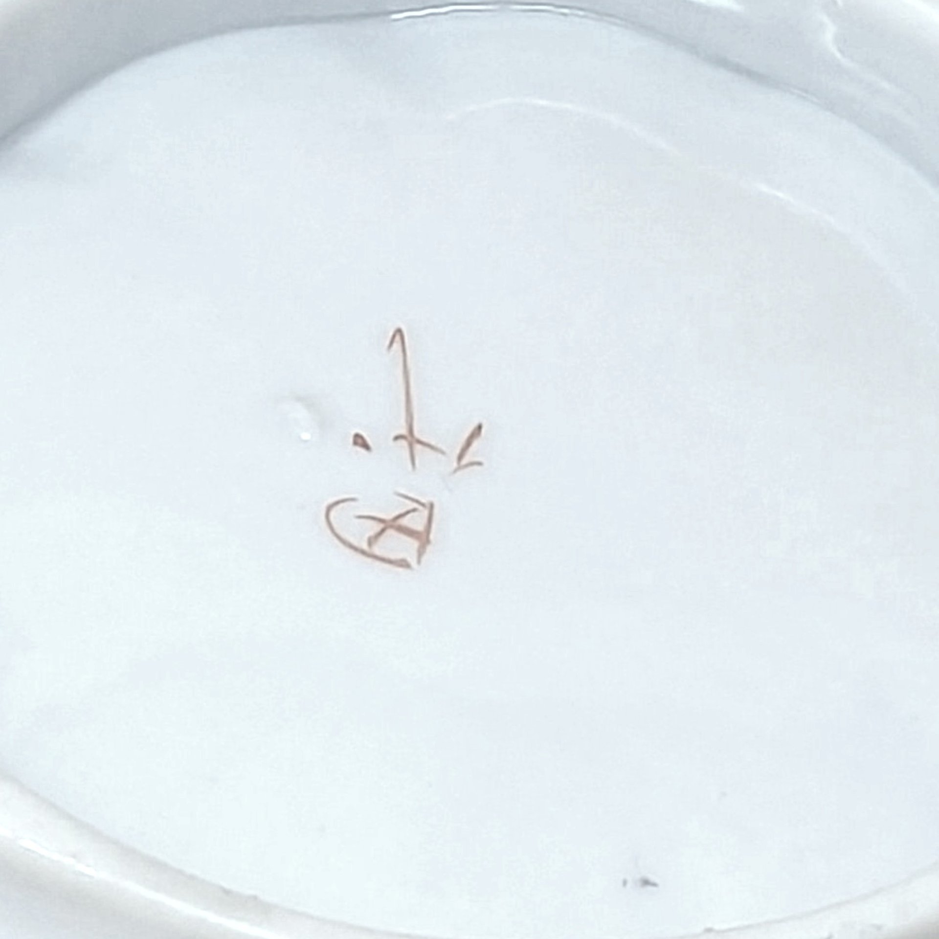 1940s Hand-Painted Porcelain Scalloped Bowl