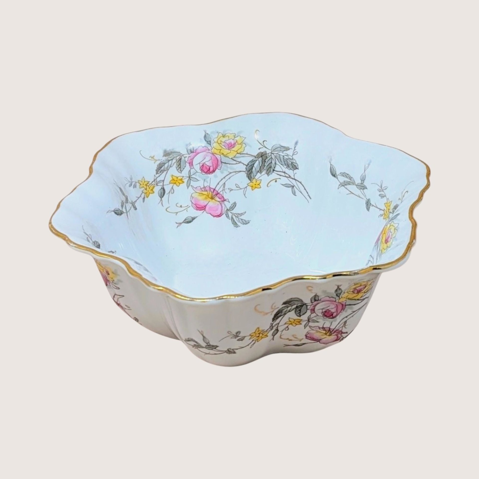 Vintage Porcelain Floral Serving Bowl German Studio