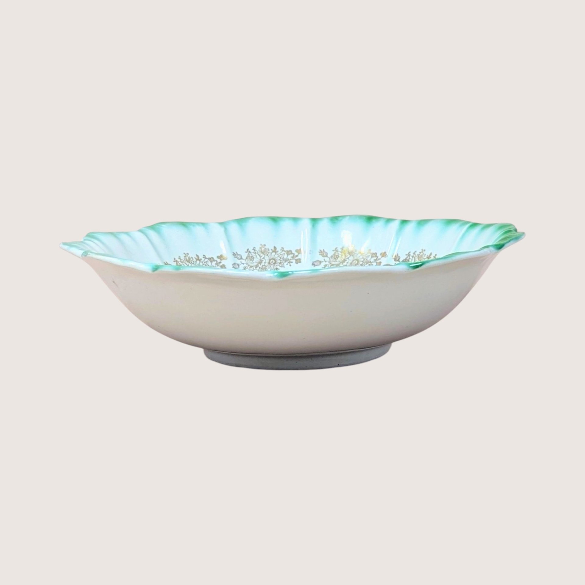 1900s Dresden China Scalloped Bowl 