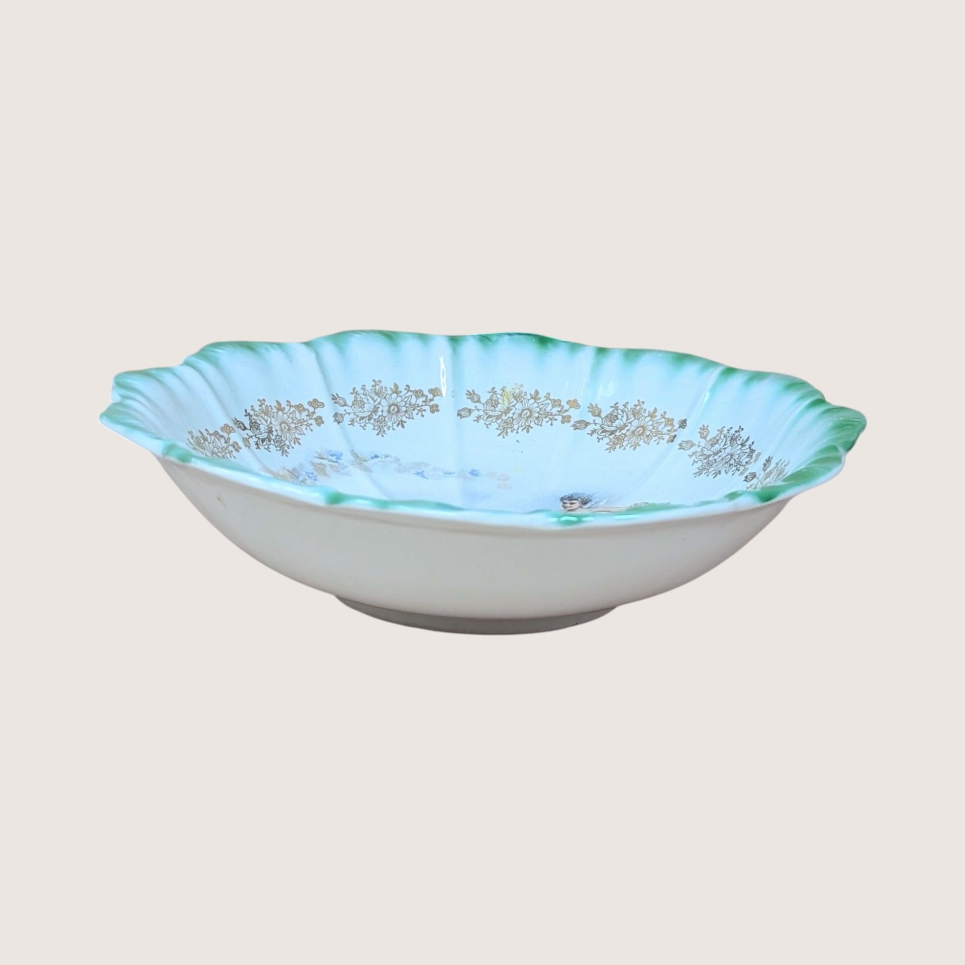 1900s Dresden China Scalloped Bowl 