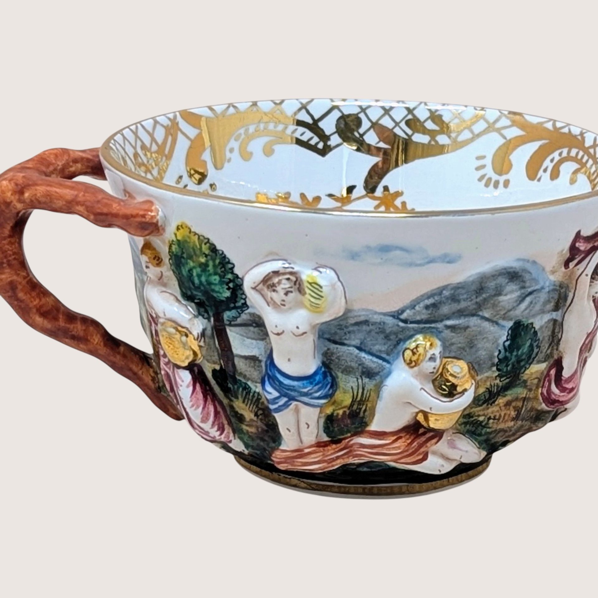 Mid-Century Capodimonte Artistic Cup & Saucer 