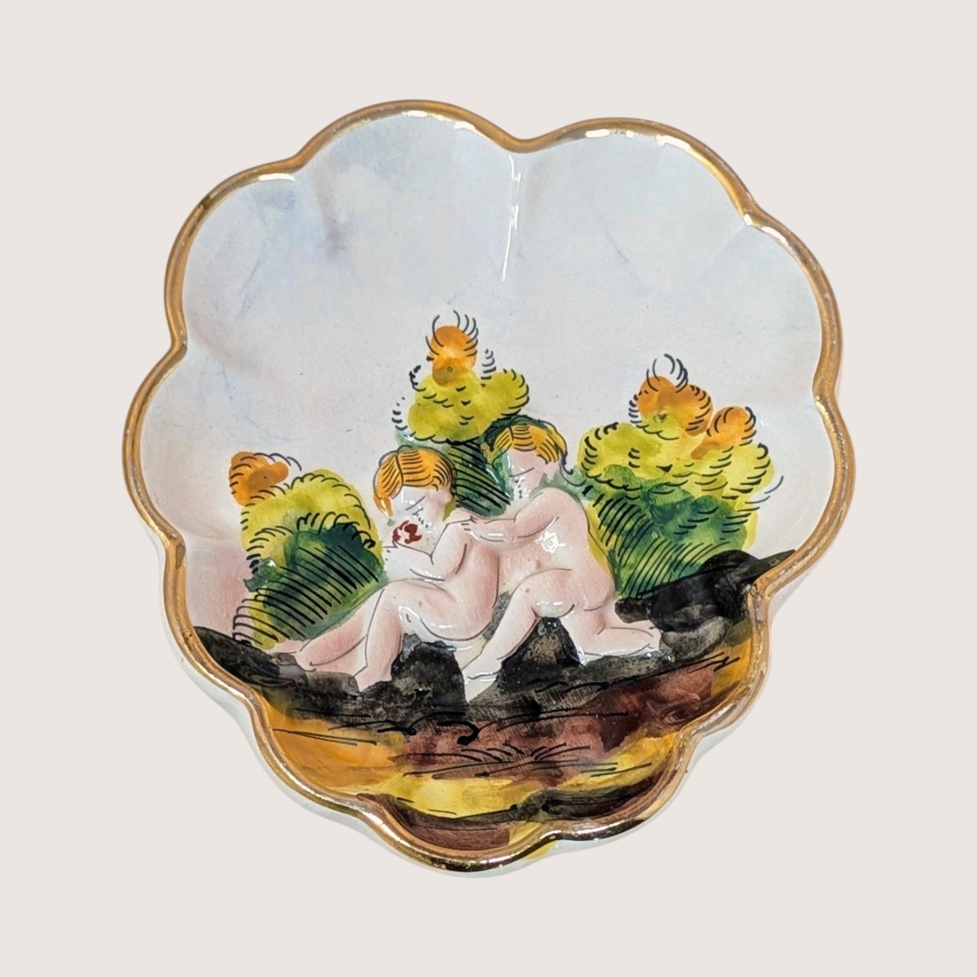 Mid-Century Capodimonte Relief Trinket Dish