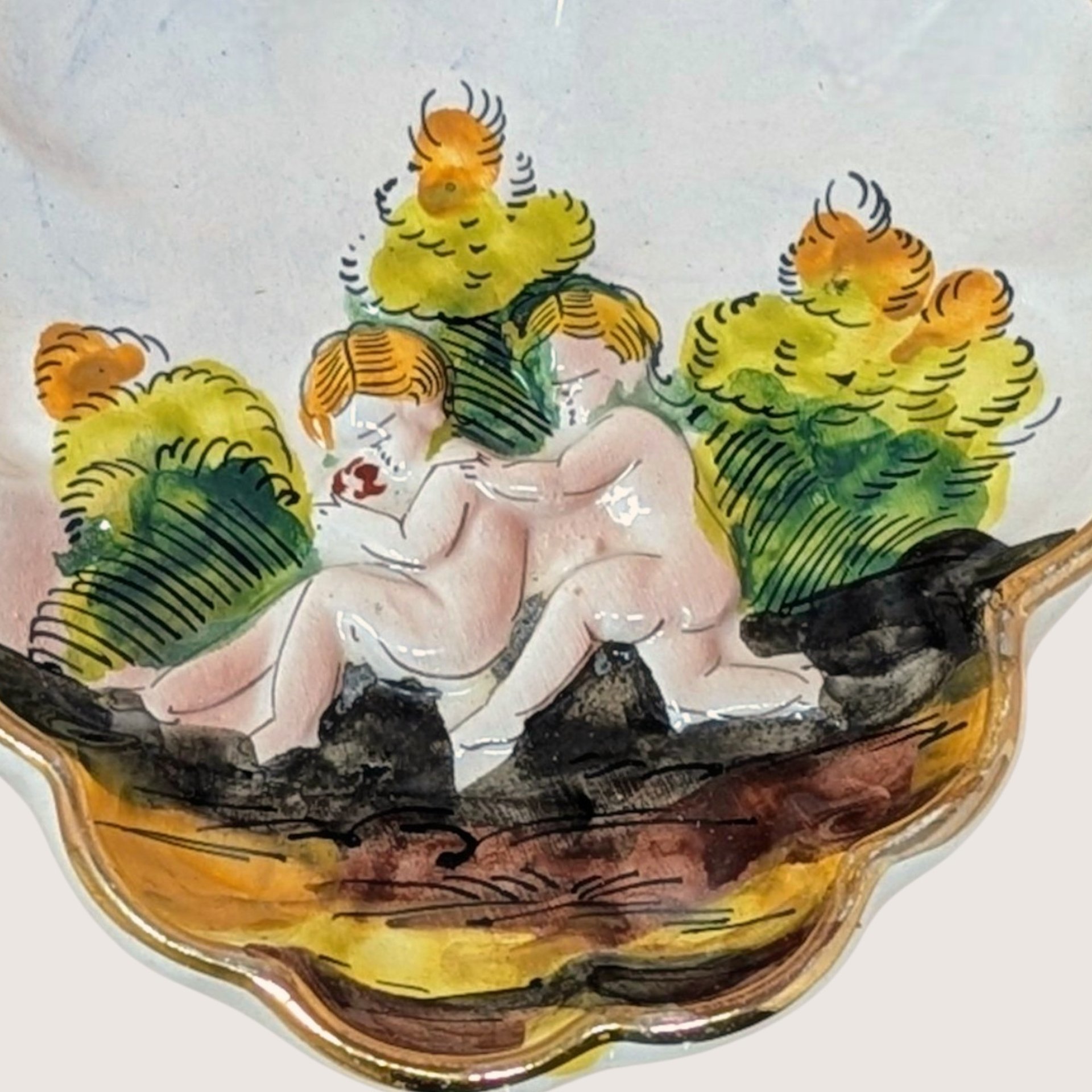Mid-Century Capodimonte Relief Trinket Dish