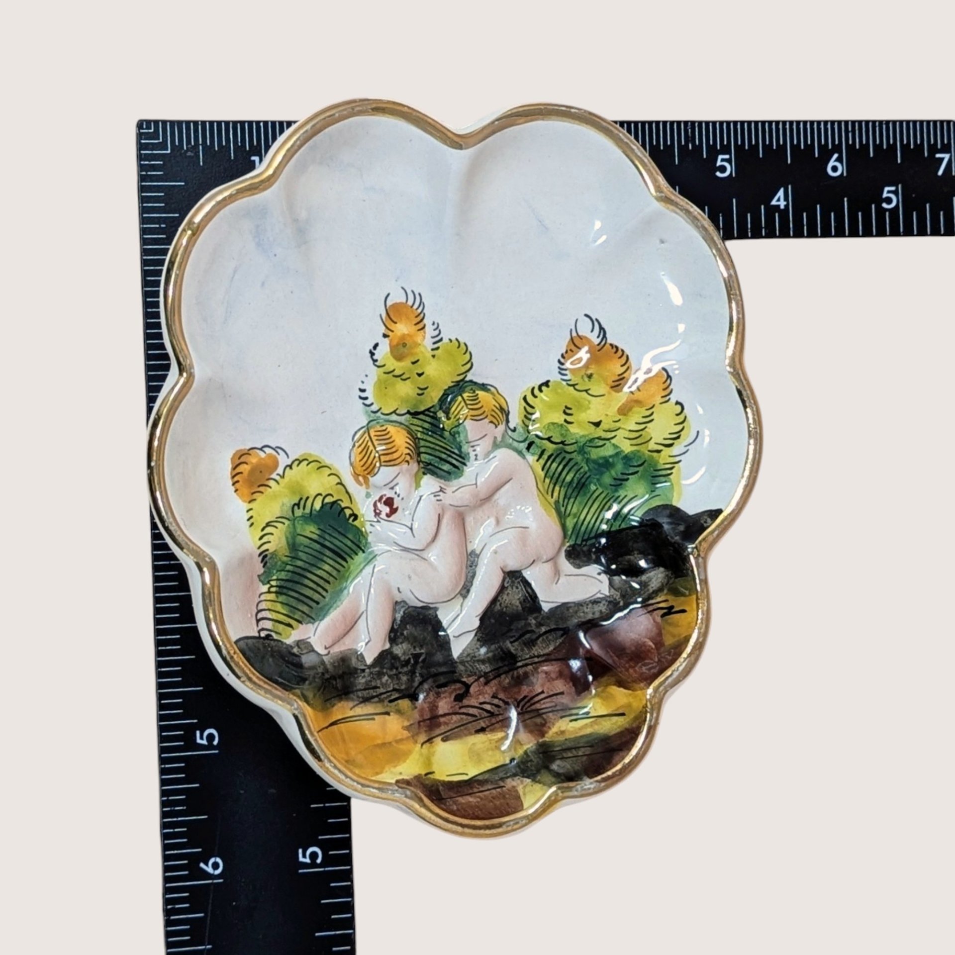 Mid-Century Capodimonte Relief Trinket Dish