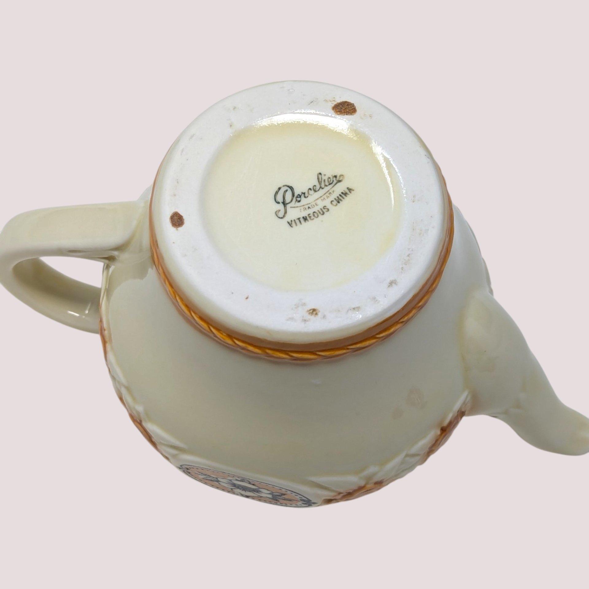 Vintage Porcelier Floral Medallion Ceramic Teapot