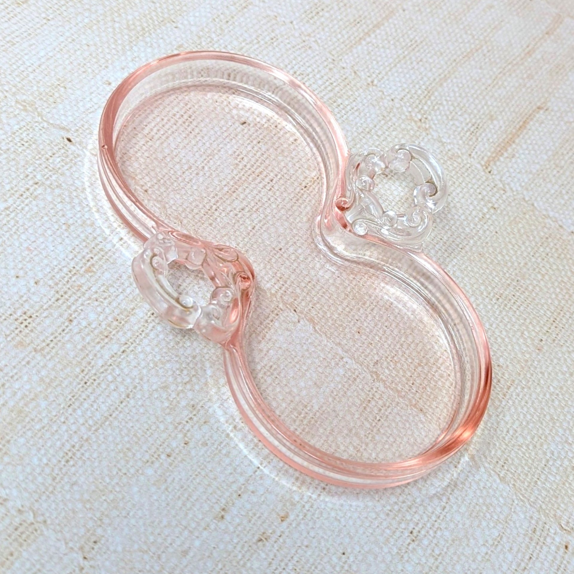 1930s Cambridge Pink Glass Decagon Cream and Sugar Set 