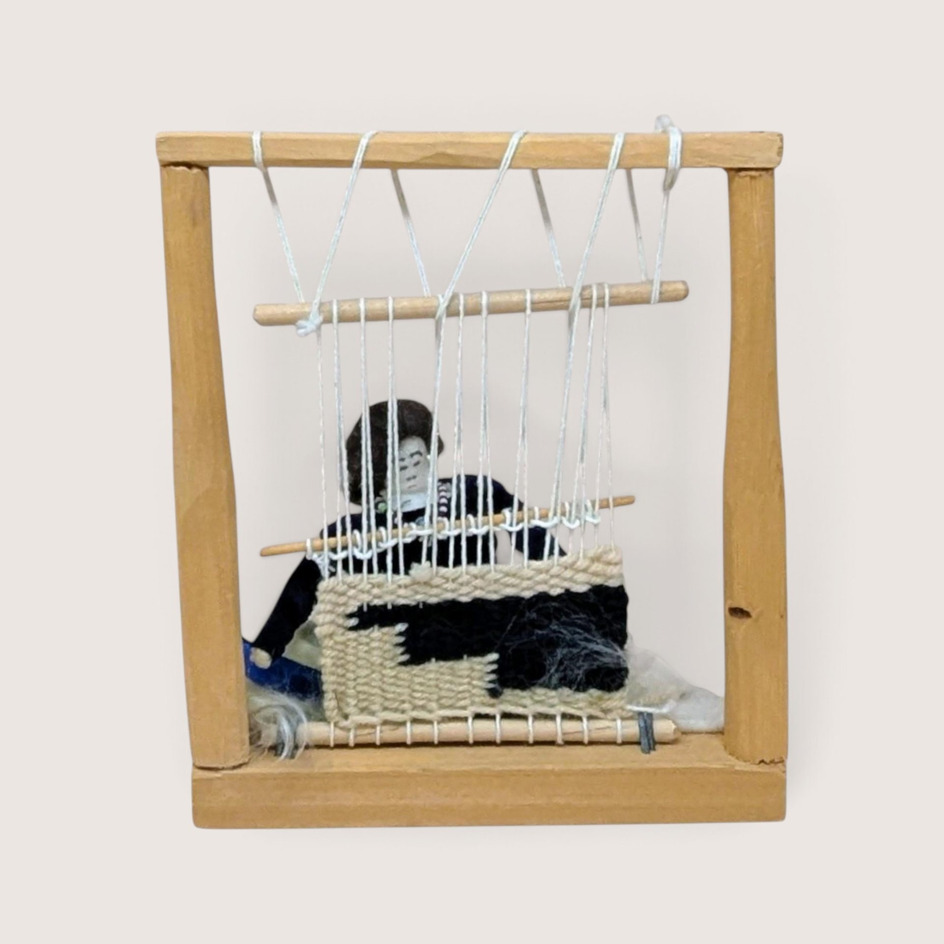 Vintage Mid Century Navajo Weaver Folk Art Loom Doll