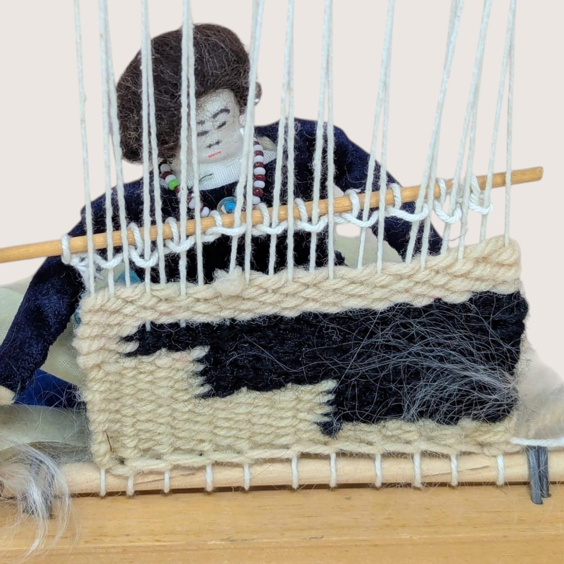 Vintage Mid Century Navajo Weaver Folk Art Loom Doll