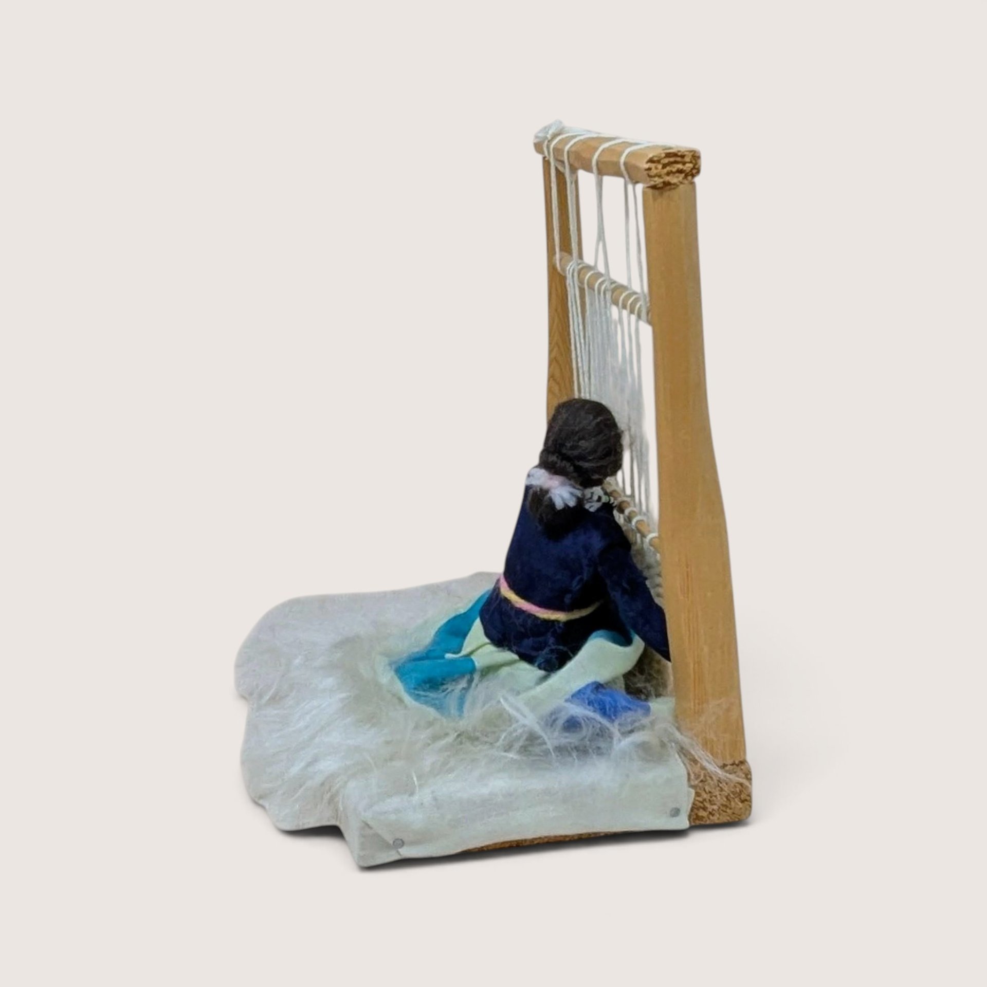 Vintage Mid Century Navajo Weaver Folk Art Loom Doll