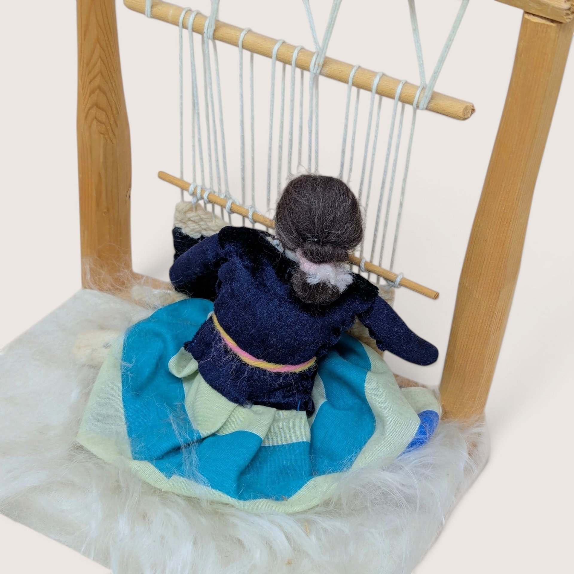 Vintage Mid Century Navajo Weaver Folk Art Loom Doll