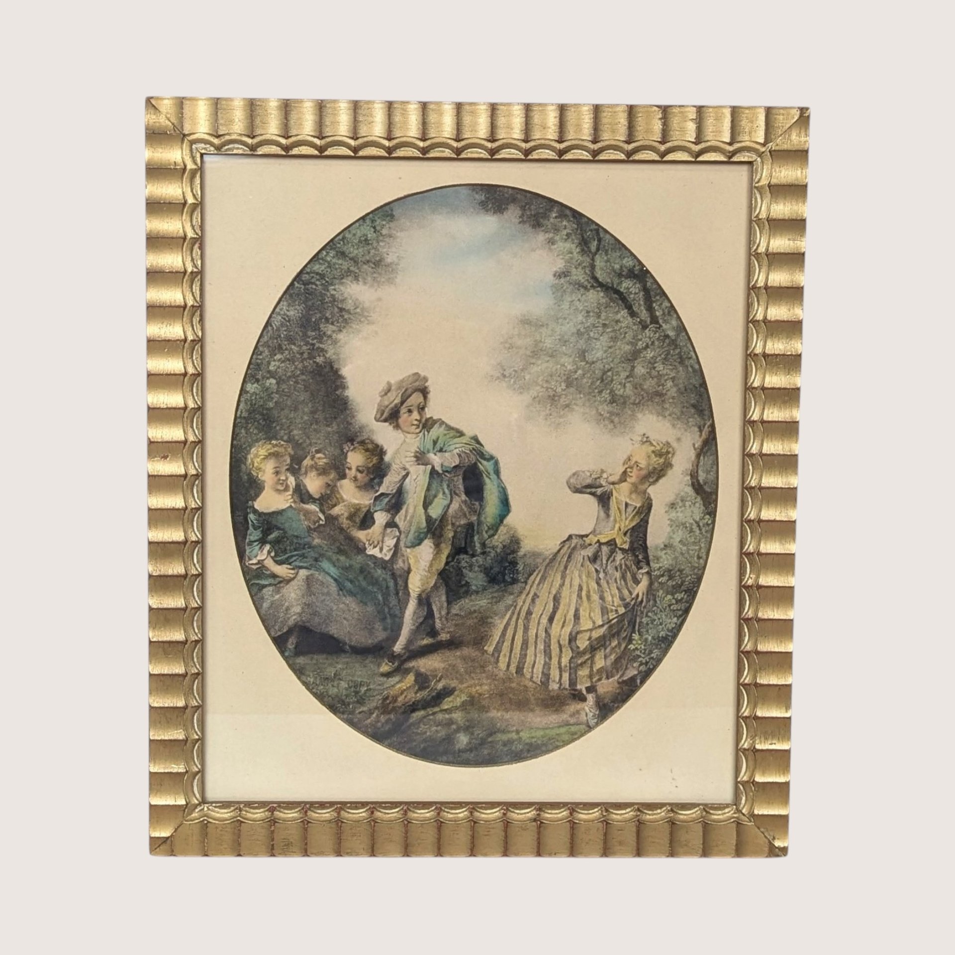 1940s Nicolas Lancret Framed Seesaw & Dropping Hankie Prints