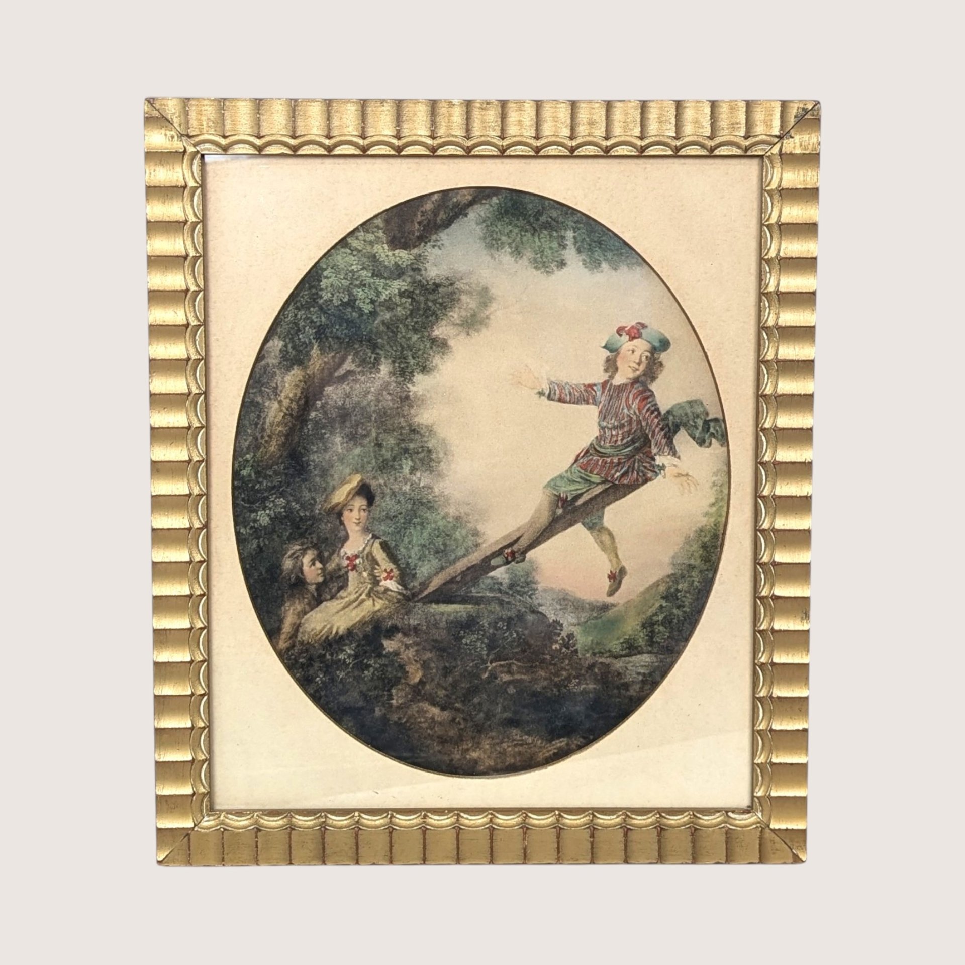1940s Nicolas Lancret Framed Seesaw & Dropping Hankie Prints