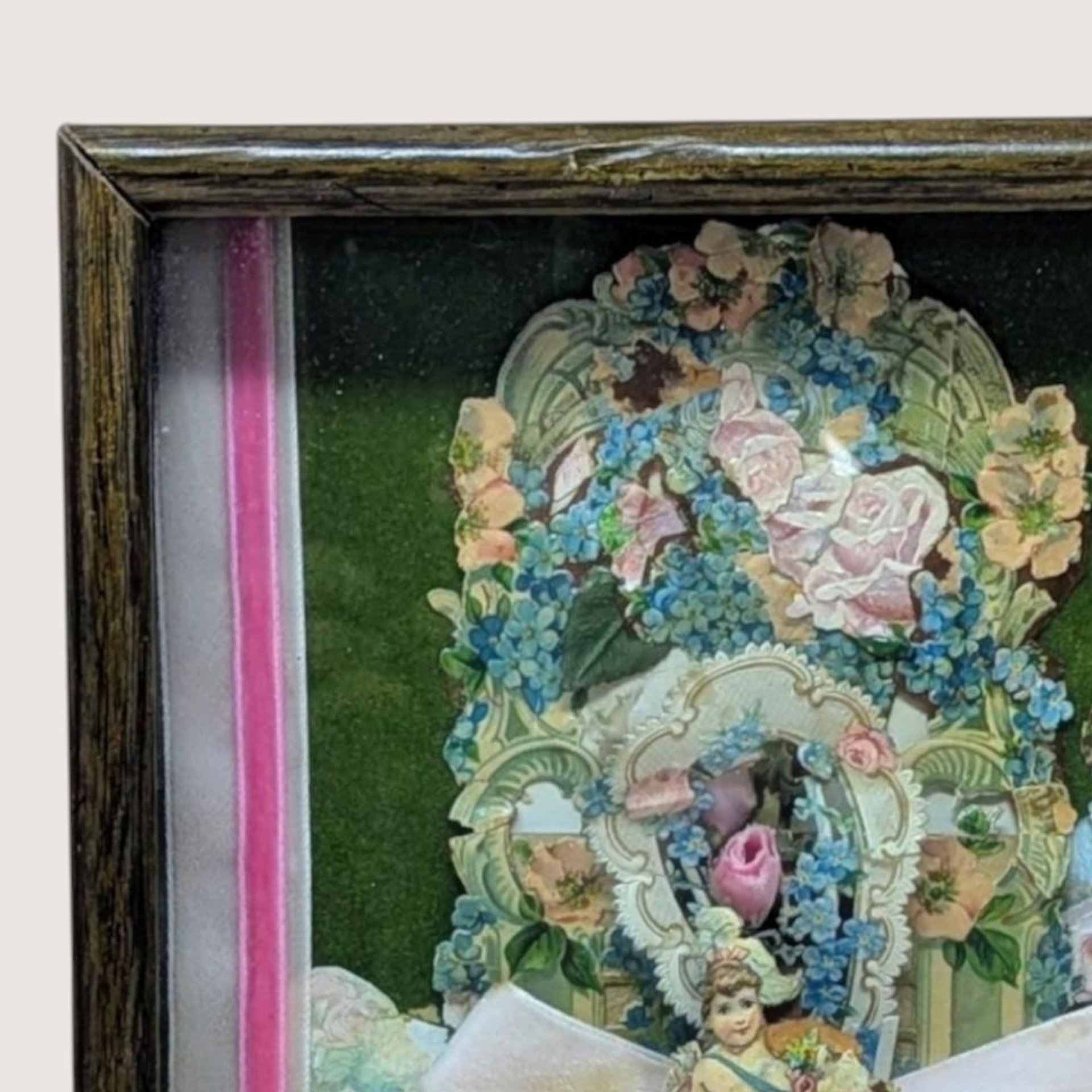 Vintage Framed Valentine Shadow Box Collage Art